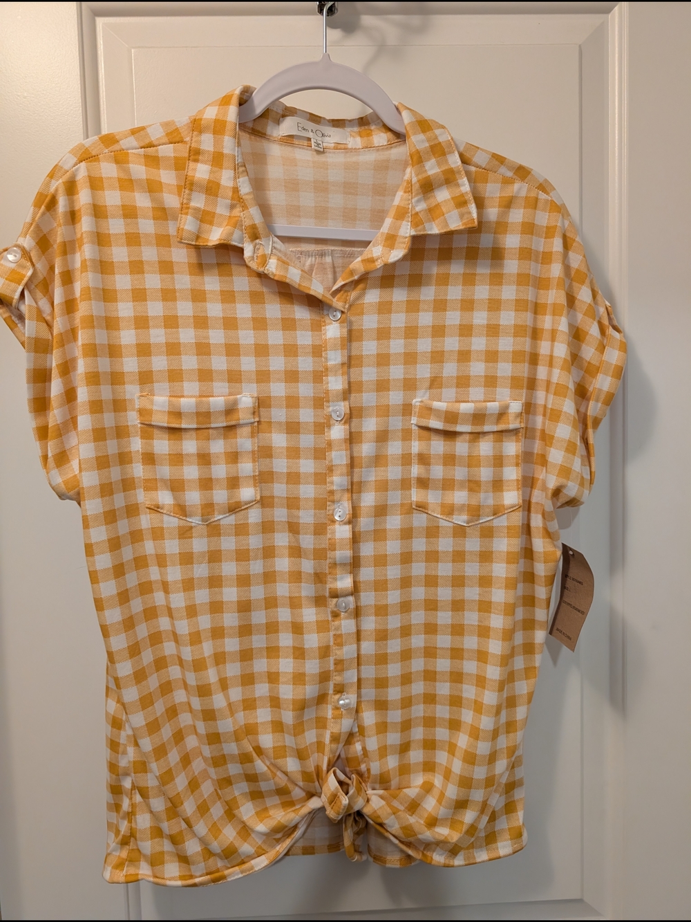 Eden & Olivia Yellow and White Gingham Top